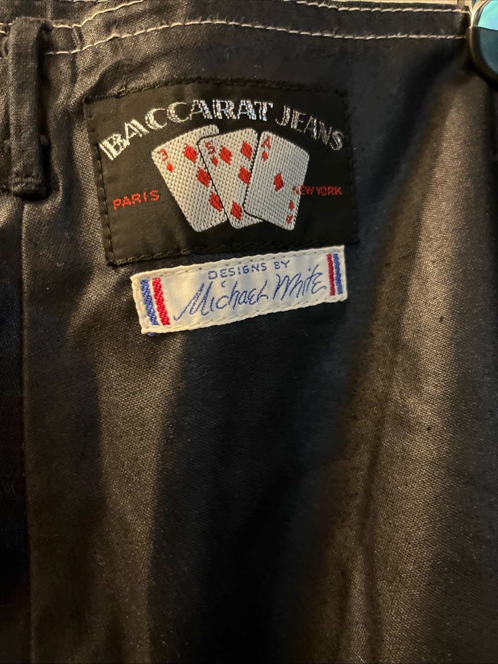 Baccarat Black Cotton Waxy Look Vintage Bibs. Wide leg with slits. - Picture 12 of 12
